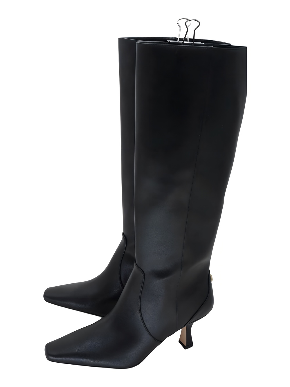 COACH Womens Sculpted C Kitten Heel Tall Boots Square Toe Black Size 10M - Picture 2 of 6
